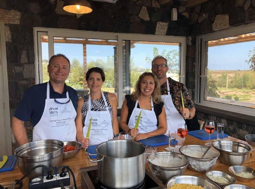 Santorini: Private Cooking Class and Wine Tasting Tour - Volcanic Vineyard Walk: basket vines first, then wine makes sense