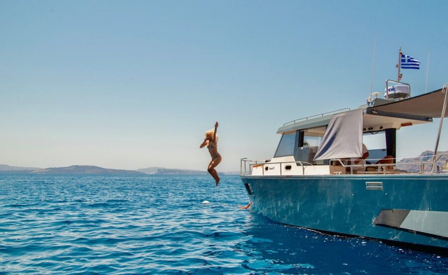Santorini: Private Diamond 36 Motor Yacht Caldera Cruise - Why a private Diamond 36 caldera cruise feels smarter than the big-boat day