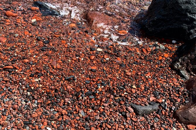 Santorini Private sightseeing land tours - Red Beach to Black Sandy Beach: Volcanic Sand Contrast and a Real Break