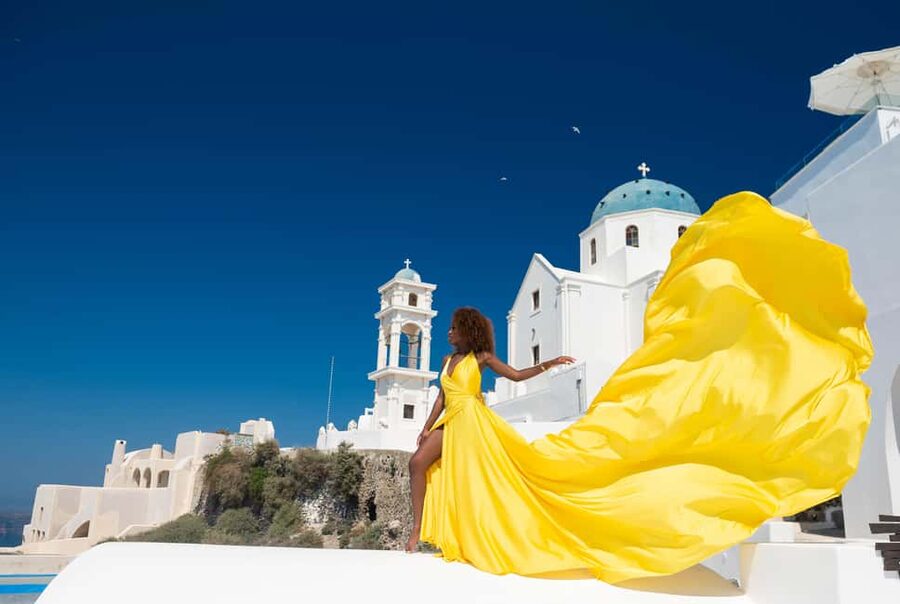 Santorini: Proffessional Flying Dress Photoshoot - What You Actually Get Back: 50 Lightroom Edits by Dropbox