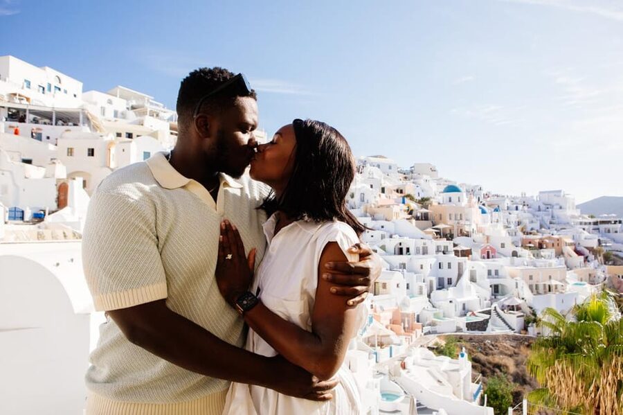 Santorini Proposal: A Luxury Photoshoot for Your Yes! Moment - After the yes: engagement-style portraits around Santorini, as time allows