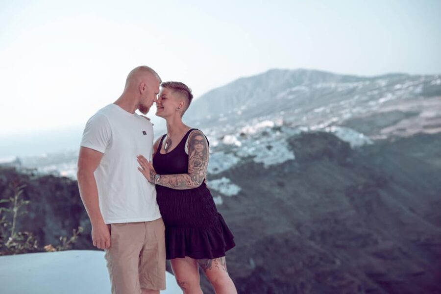 Santorini: Proposal Photoshoot l Private Entry to blue Dome - Getting the Blue Dome Feel Without the Stress