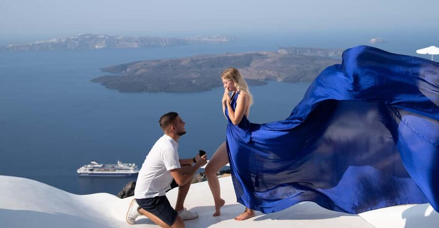 Santorini: Proposal Photoshoot l Private Entry to blue Dome - Timing, Language, and the Practicalities That Keep It Smooth