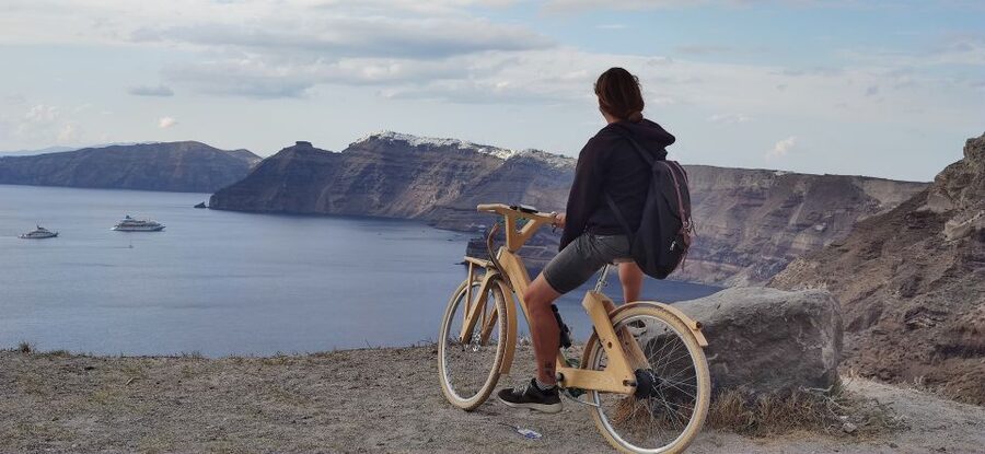 Santorini's Handcrafted Wooden E-Bike Rental - Handcrafted wooden e-bikes and electric help on real Santorini hills