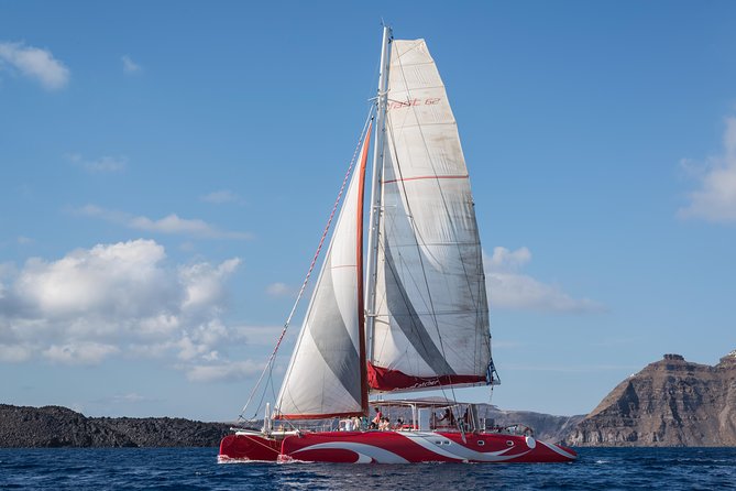 Santorini Sailing Dream Catcher with BBQ Lunch and Drinks - Catamaran Sailing Around Santorinis Caldera and Volcano