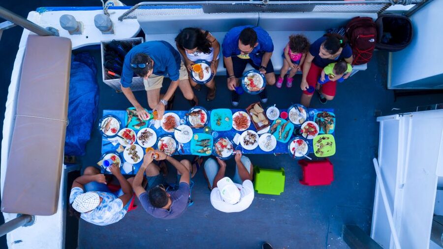 Santorini Sunset Fishing Trip with Dinner and Drinks - Red, White, and Black Beaches, Plus Indian Rock Views