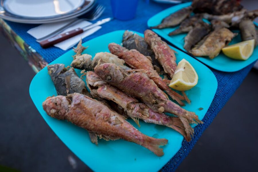 Santorini: Traditional Fishing Trip and Fresh Fish Lunch - Anchor near Red, White, or Black Beach, then switch to views