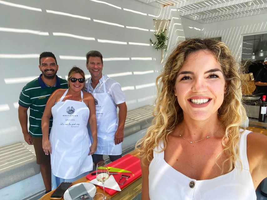 Santorini: Vineyard and Winery Tour with Cooking Class - The 2.5-Hour Cooking Class With a Greek Chef, What Happens in the Kitchen
