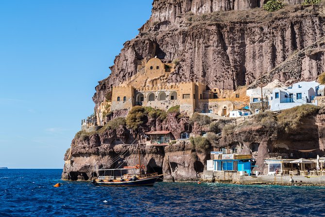 Santorini Volcano and Hot Springs Cruise Tour from Fira Old Port - Palea Kameni Hot Springs: Noodles, Open-Water Swim, and Sulfur Reality