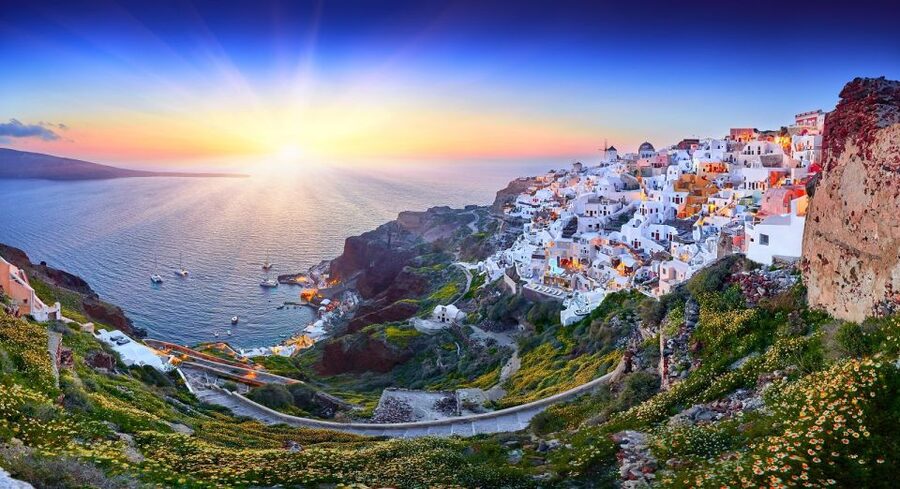 Santorini: Volcano and Hot Springs Sunset Dinner Cruise - Thirasia Island Anchoring and the Second Swim Stop