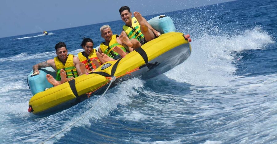 Thrill Waves Tubing at Perivolos Beach, Santorini - Tube choices: Jobe squab, SOLO-X, and Crazy squab